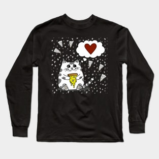 Funny Cat Loving Pizza Long Sleeve T-Shirt